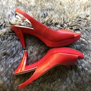 Nine West red sling back pumps
